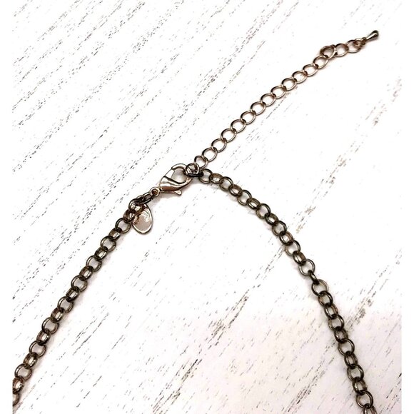 Vintage style peach tone Textured Bib Necklace With Adjustable Chain & Lobster C - Picture 5 of 6